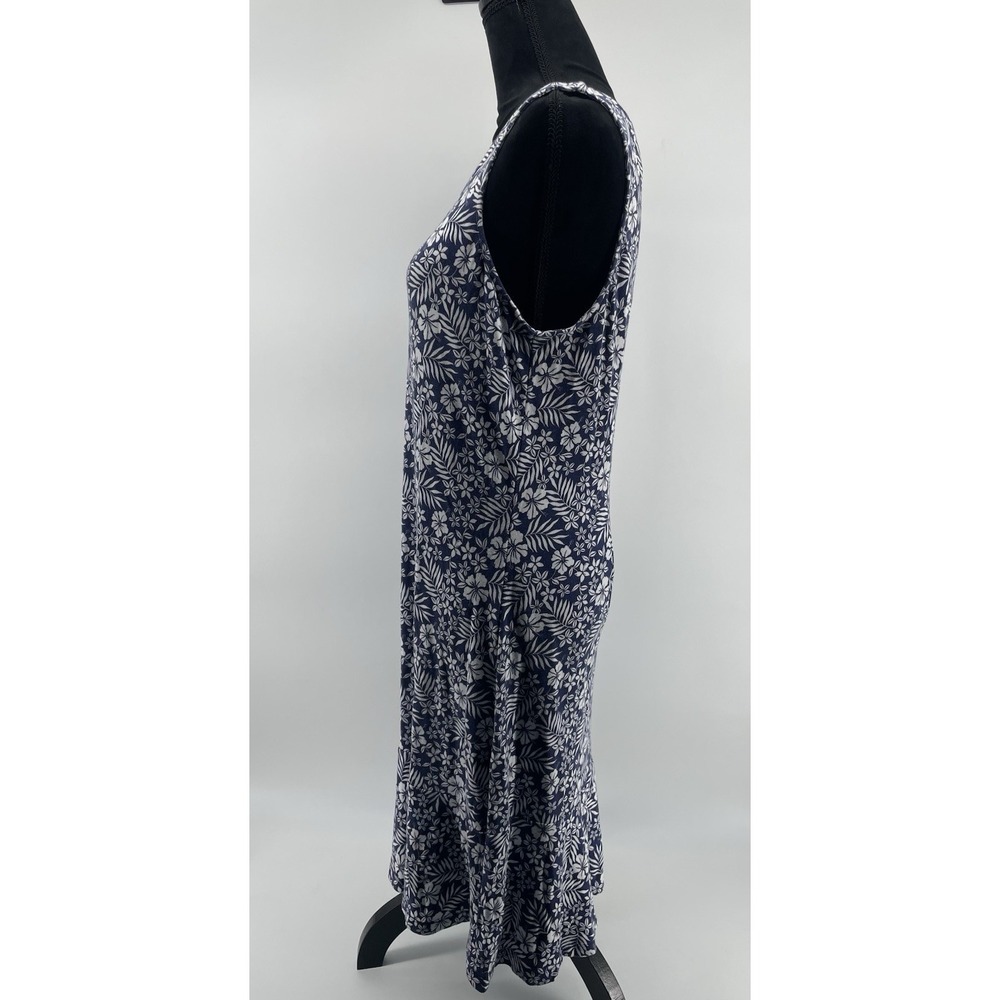 Tommy Bahama Tank Dress Women Lg  Blue Tropical Floral Sleeveless Ruffle Midi - Picture 2 of 7